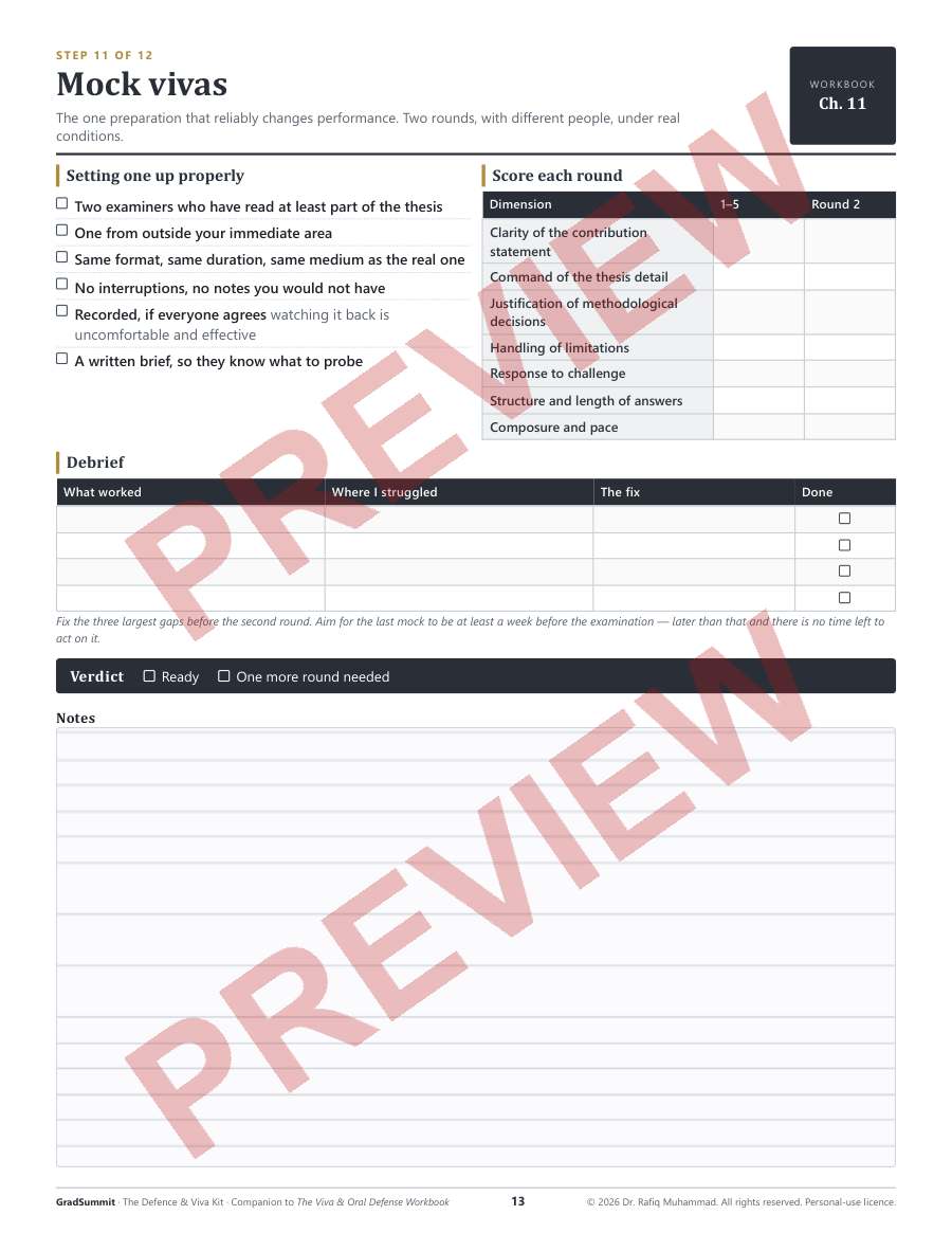 Mock viva scoring worksheet